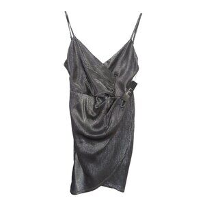 Lulu's Metallic Charcoal Ruched Mini Dress